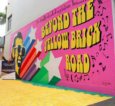 Yellow Brick Road And Elton John Mural - Tourism Canberra 0